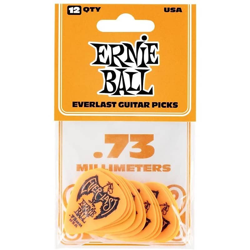 Ernie Ball .73mm Orange Everlast Guitar Picks (P09190) 12 Pack image 1