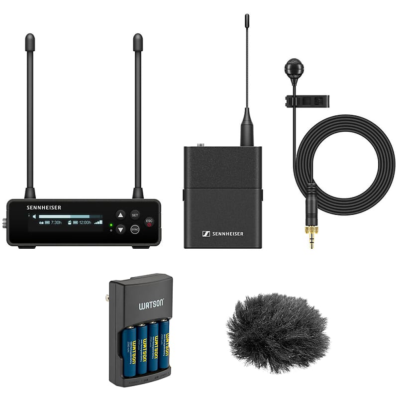 Sennheiser EW-DP ME 4 SET Camera-Mount Digital Wireless Cardioid Lavalier  Mic System (R4-9: 552 to 607 MHz) Bundle with Auray WLW Fuzzy Windbuster  and