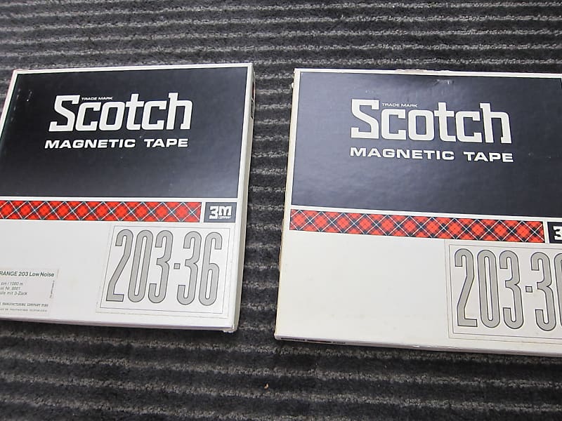 2 10" Scotch 203-36 used tapes, Boxes Stored inside, USA quality + performance, well cared for 1970s image 1