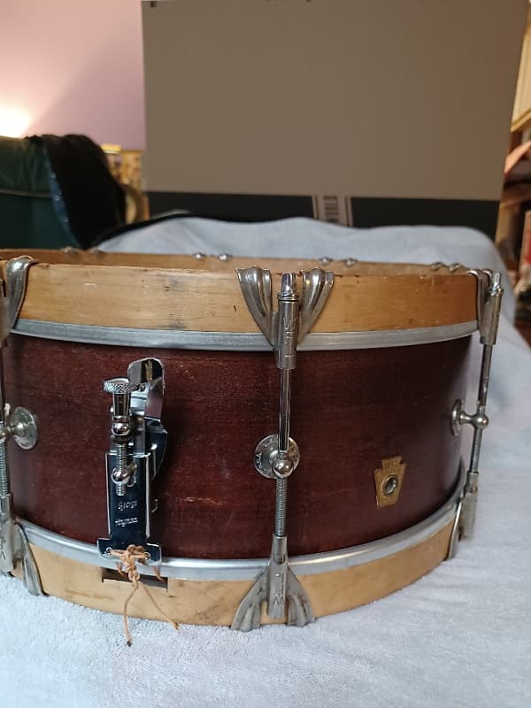 WFL  Custom  snare drum 15x5 1958 Mahogany image 1