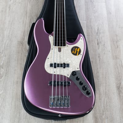 Sire V7 2nd Gen Bass Guitar, Alder, 5-String, Fretless, Burgundy w/ Gig Bag image 9