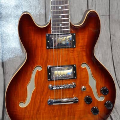 PHRED instruments DC39 Ash Brown Burst Double Cutaway Semi-Hollow 339 style 2020 Brown Burst image 2
