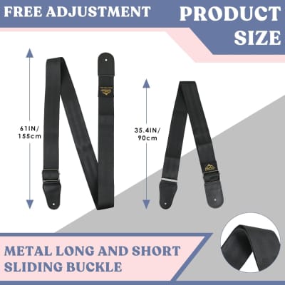Guitar Strap 17 Set, Adjustable Nylon Straps with Picks Holders, 2 Strap Buttons, 2 Rubber Strap Locks, Belt Buckle, Headstock Tie and 10 Picks for Acoustic/Electric Guitar/Bass(black set) image 2