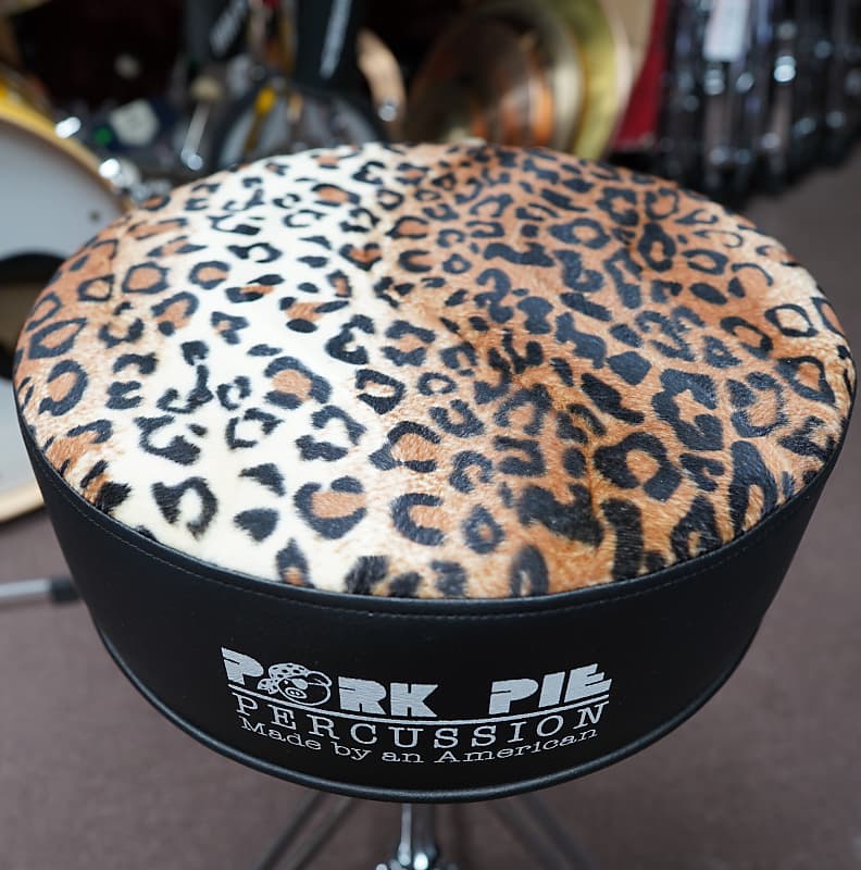 Pork Pie Leopard Felt Top Round Drum Throne Reverb