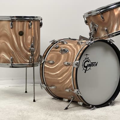 Gretsch 18/12/14" 1960's Round Badge Bop Drum Set - Sunset Satin Flame image 2