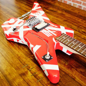 EVH Striped Series Shark Red with White Stripes image 4