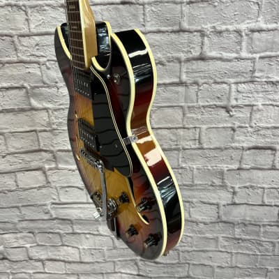 Conrad Vintage Semi-Hollow Sunburst Electric Guitar image 5