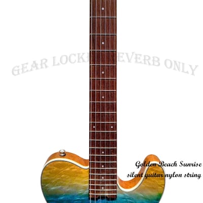 Golden beach sunrise solid cedar Nylon string silent guitar (custom made) image 8