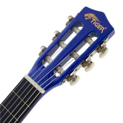 Tiger CLG4 Classical Guitar Starter Pack, 3/4 Size, Blue, Left Handed image 3