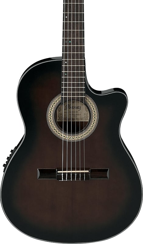Ibanez GA35TCE Thinline Acoustic-Electric Classical Guitar, Dark Violin Burst image 1