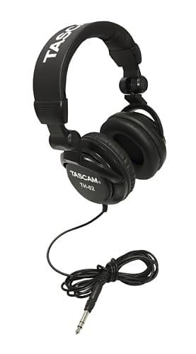 Tascam TH-02 Closed Back Studio Headphones, Black image 1