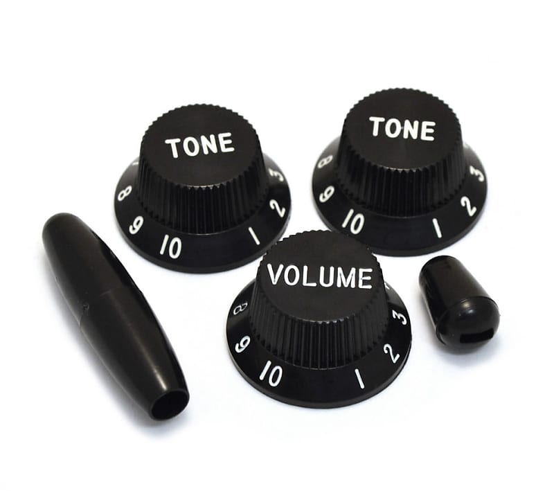 PK0178023 Black Stratocaster Knob Set 1Volume 2Tone Reverb