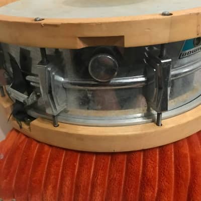 1971 Ludwig No. 400 Supraphonic 5x14" 10-Lug Aluminum Snare Drum with Pointed Blue/Olive Badge 1969 - 1979 - Chrome-Plated OBO image 8