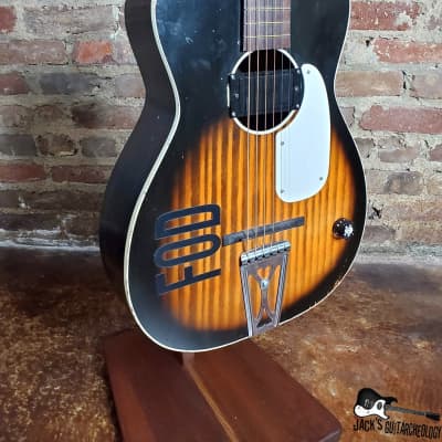 Harmony "FOD" Green Day Inspired Stella Parlor Acoustic Guitar w/ Goldfoil Pickup (1960s, Sunburst) image 15