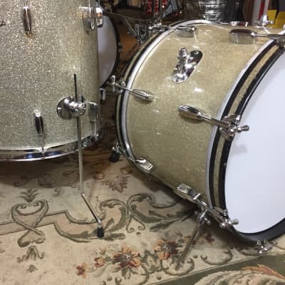 Vintage 1960s Rogers Holiday 4-Piece Drum Set w/ Bread & Butter Lugs in Silver Sparkle image 11