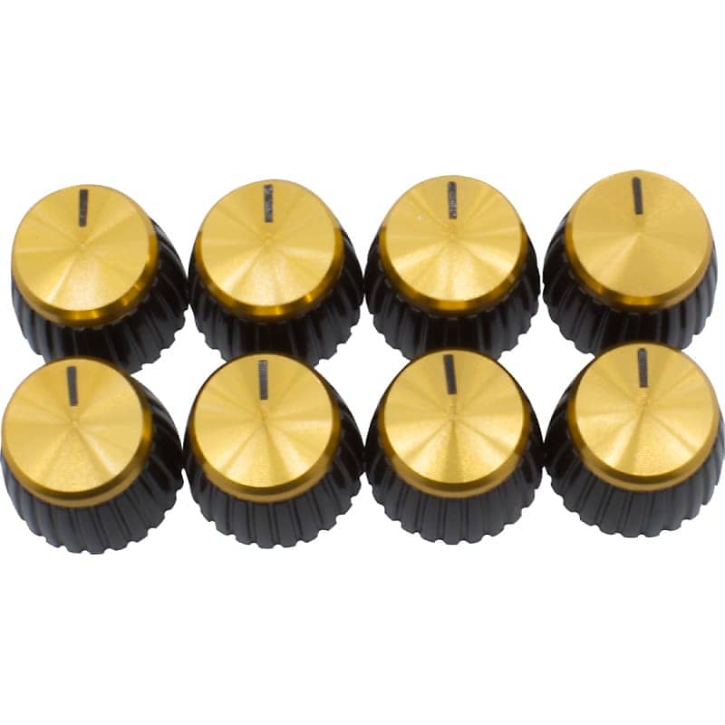 Knob - Marshall, Black, Gold Top, Push-On, D Shaft