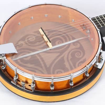 Luna Celtic Tribal Pattern Tobacco Sunburst 5-String Resonator Banjo image 3