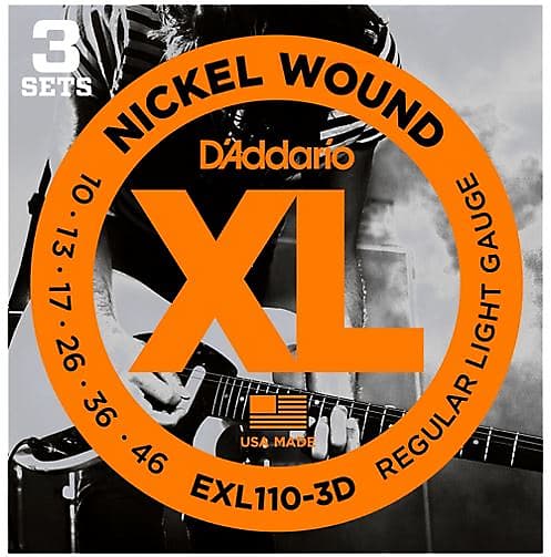 D'Addario EXL110 Nickel Light Electric Guitar Strings 3-Pack image 1