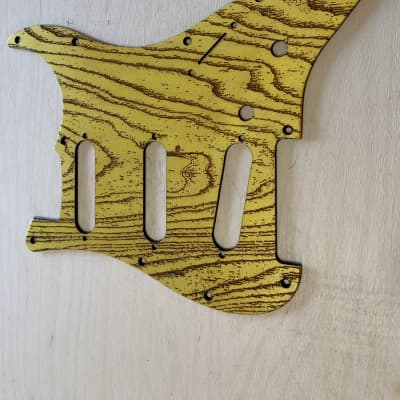 US made satin yellow swamp ash grain laser engraved Baltic birch wood pickguard for Stratocaster image 3