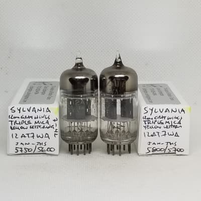 Sylvania JAN 12AT7WA Gray Wing-Style Plates Triple Mica Well Matched (3.4%) Pair NOS 12AT7 ECC81