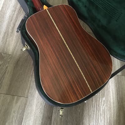 Kiso Suzuki  W 200 1970s Natural rosewood acoustic Dreadnought guitar with original hard case image 8
