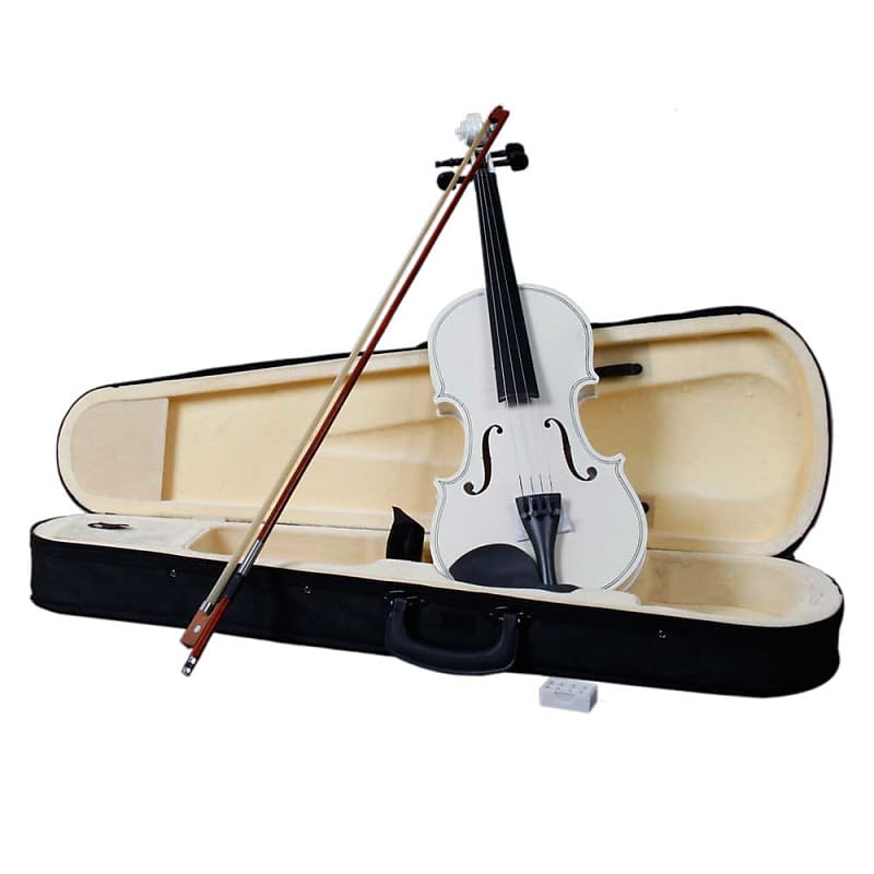 New 4/4 Acoustic Violin Case Bow Rosin White 2020s White | Reverb