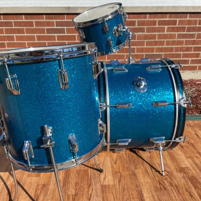 1960s Rogers Holiday Drum Set Blue Sparkle 20/12/14 image 4