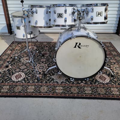 Vintage 1976 Rogers Big R Londoner 5 PC Drum Shell Pack 13/14/15/18/24 - New England White (147-1) image 1