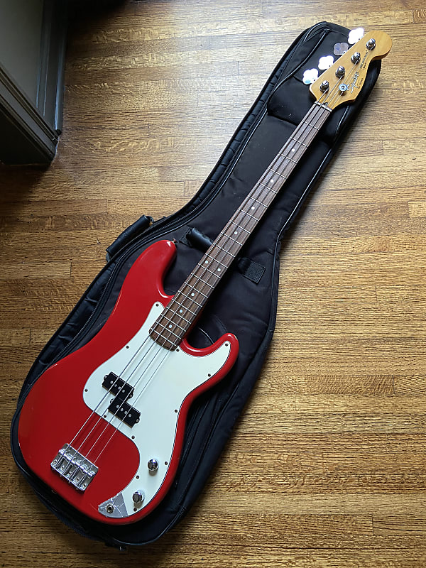 1989 Squier Precision Bass Fiesta Red Bass Guitar Vintage Reverb 7228