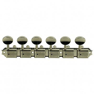 Kluson Kluson 6 On A Plate Deluxe Series Tuning Machines - Nickel w/ Oval Metal Button 2021 Nickel image 1