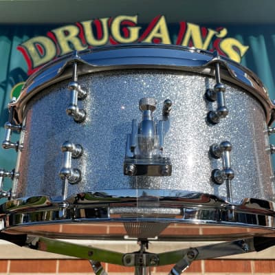 C&C Drum Company 6.5x14 Steel Snare Drum Silver Sparkle *Video Demo* image 3
