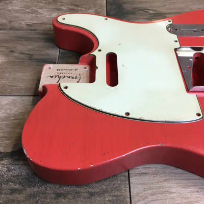 Franchin Mars guitar body FADED FIESTA RED nitro heavy relic cracks aged alder T-type image 5