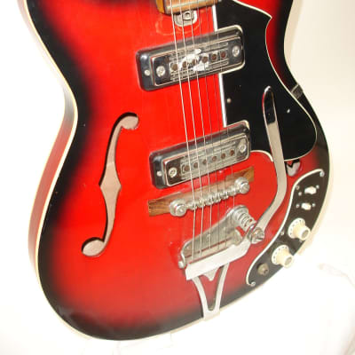 Vintage 1960's Kingston Model 3 Electric Guitar Red Sunburst image 3