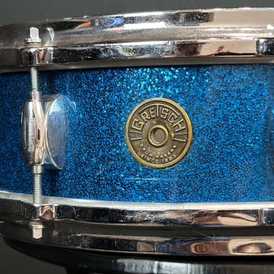 Gretsch Round Badge Blue Sparkle snare drum trio 4x14, 5.5x14, 6.5x14 image 10