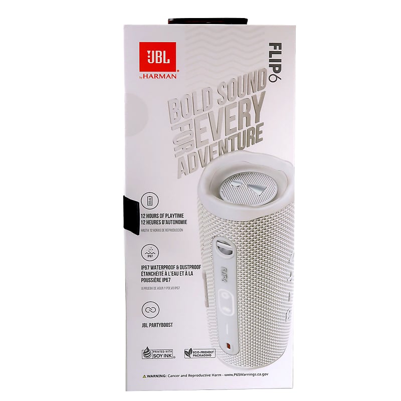 JBL Flip 6 Portable Waterproof Bluetooth Speaker - White
