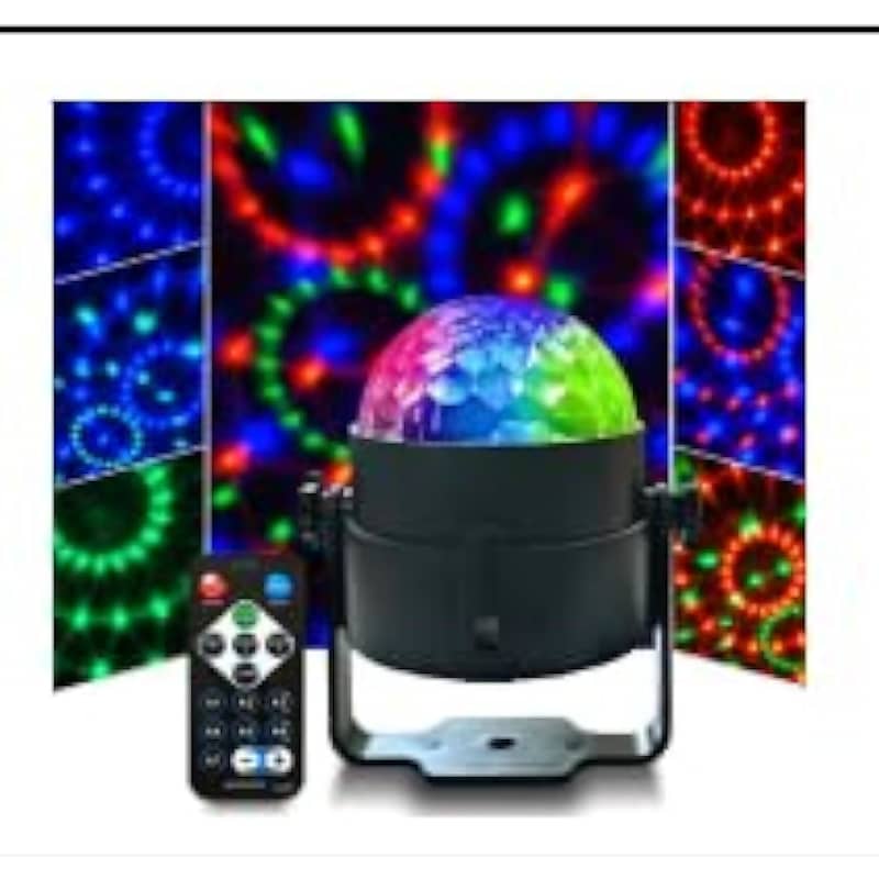 Disco Ball Projector 360-Degree Rotation Strobe Lamp 7 Color Change Rgb Led  Party Light 3 Sound Activated Modes Wall-Hangable Remote Stage Dj Lighting  For Home Room Dance Camping Wedding Show