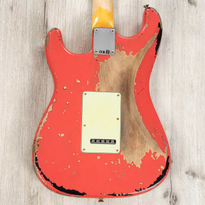 Fender Custom Shop Michael Landau 1963 Stratocaster Guitar, Fiesta Red over 3-Color Sunburst image 4