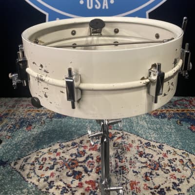 Leedy 5x14" "Broadway" Parallel, Metal Snare Drum, Incomplete 1940s - White Lacquer Over Brass image 15