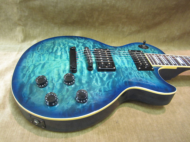 1998 Epiphone Les Paul Quilt Pro Ltd Ed Blue Marine Burst Black Hardware Exc Free US Shipping
