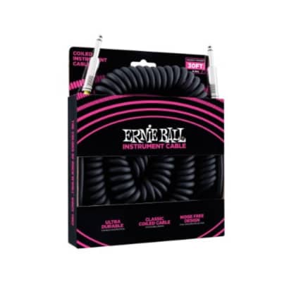 Ernie Ball Black Instrument Cable Ultraflex 30' Coiled Straight/Straight 6044 image 4