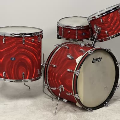 Leedy 20/13/16/5x14" Vintage 60's Drum Set - Red Satin Flame image 4