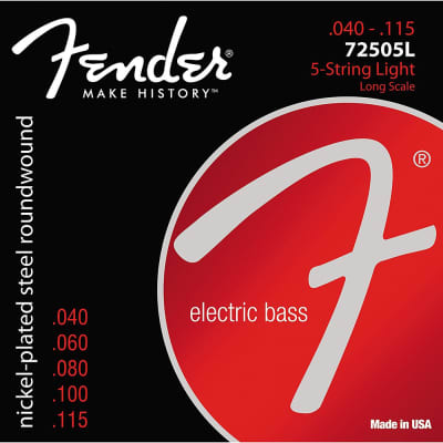 Fender 7250-5L Super Bass Nickel-Plated Steel Long Scale 5-String Light Bass Strings (40-115) image 1