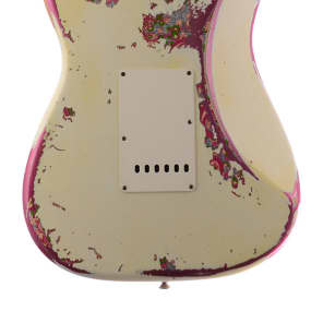 Fender Custom Shop LTD 1957 Stratocaster Heavy Relic Olympic White Over Pink Paisley image 3