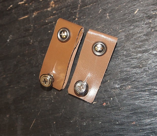 Pair of Mawson leather guitar strap locks straplocks in nutmeg
