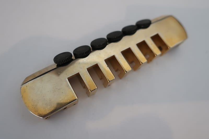 Vintage 1980s Schaller Leo Qaun Kahler Adjustable Fine Tune Guitar Bridge Tailpiece Brass image 1