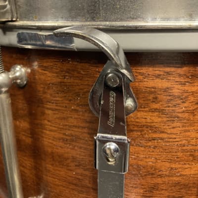 Ludwig & Ludwig 1932 - 14x6.5" No. 242. "Super Ludwig" Solid Walnut Shell Snare Drum, (Restored) 70's Throw-Off image 11