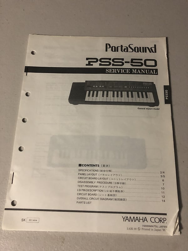 Yamaha Pss 50 Portasound Service Manual 1990 Reverb