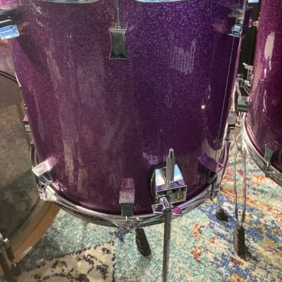Frank Ferrer's Guns N Roses, Pork Pie, 2016 Drum Set, 24",16",14",13",12" Purple Sparkle. Signed! Authenticated! image 19
