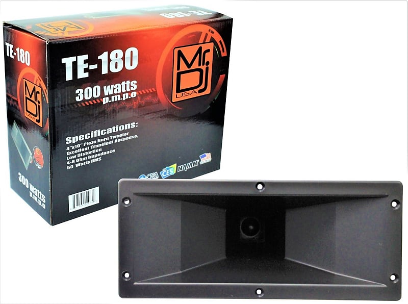 MR DJ TE-180 4"x10" 300 Watts P.M.P.O Piezo Horn Tweeter