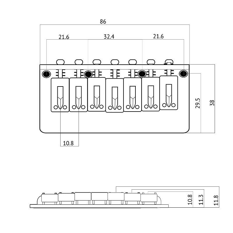 Hardtail Through Body 7 String Electric Guitar Bridge BN071 Reverb
